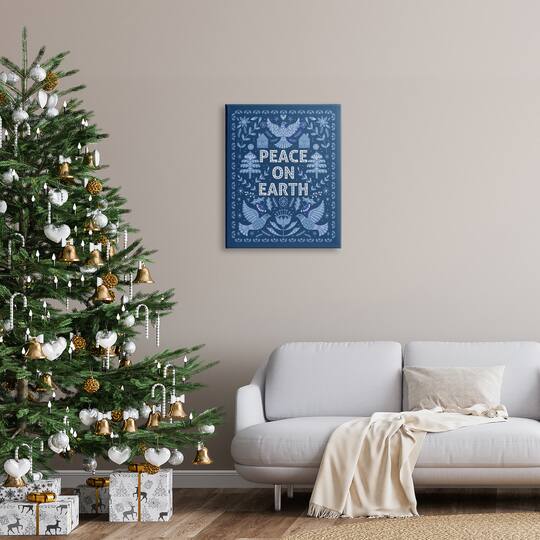Stupell Industries Peace On Earth Blue Doves Canvas Wall Art